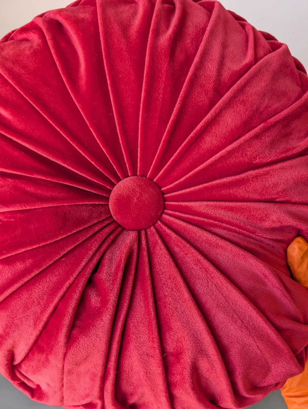 Red Plush Round Velvet Throw Pillow 13